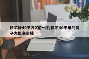 精装修40平方2室一厅/精装40平米的房子大概多少钱