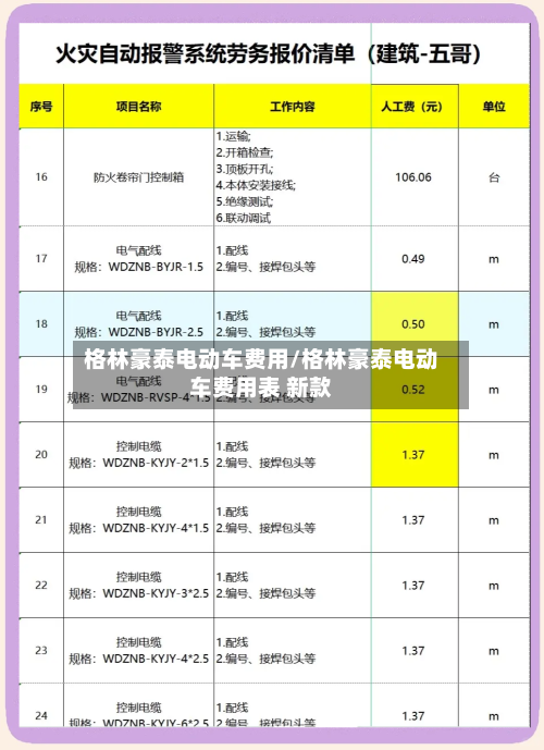 格林豪泰电动车费用/格林豪泰电动车费用表 新款-第2张图片