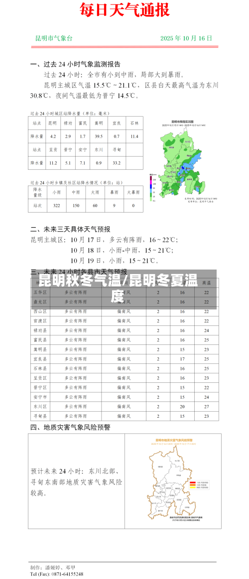 昆明秋冬气温/昆明冬夏温度-第2张图片