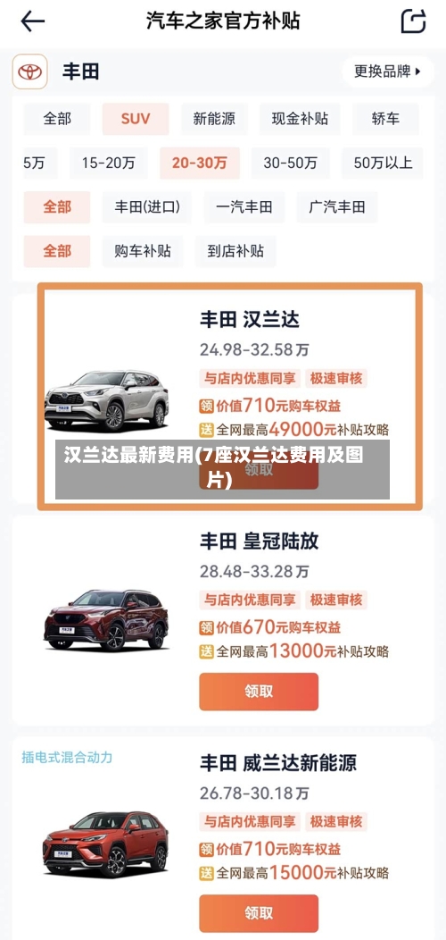汉兰达最新费用(7座汉兰达费用及图片)